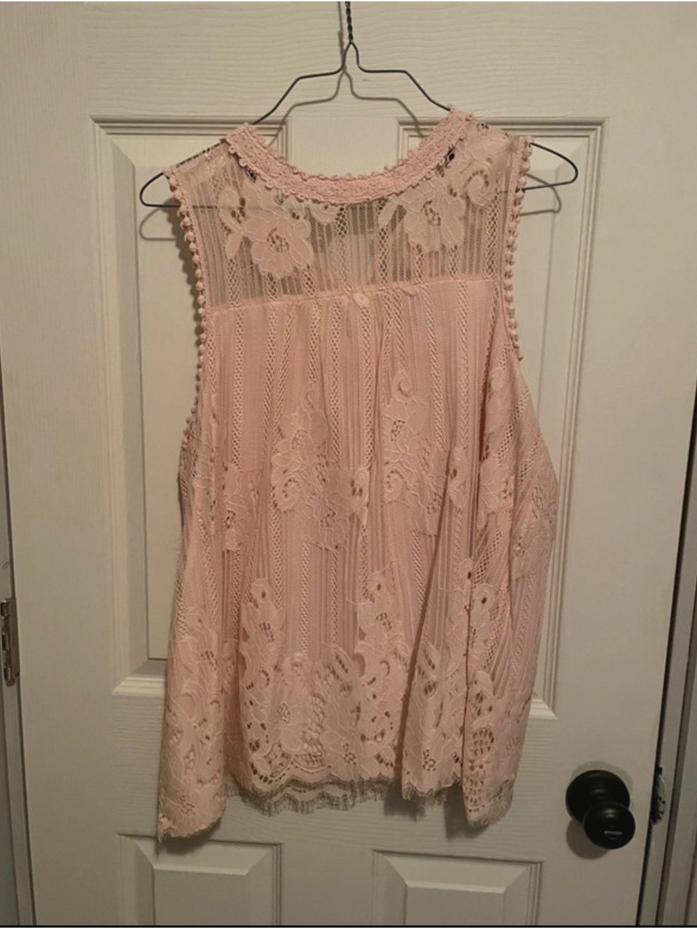 Taylor & Sage Blush Pink Lace Overlay Sleeveless Top